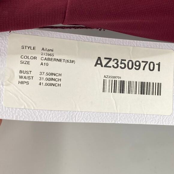 Azazie Ailani Gown Ruffle Off Shoulder Y Neck Halter Maxi Cabernet Red Womens 10 - Picture 11 of 14